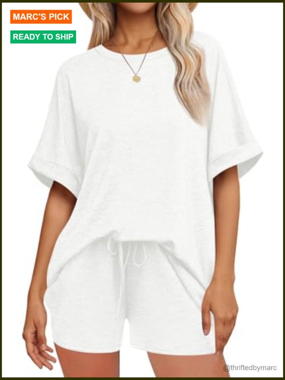 Oversized Short Sleeve Tee and Drawstring Shorts Lounge Set Size Small - Picture 4 of 7